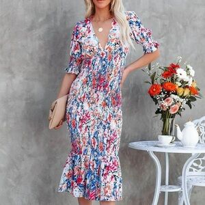 Vici Floral Multicolor Midi Dress